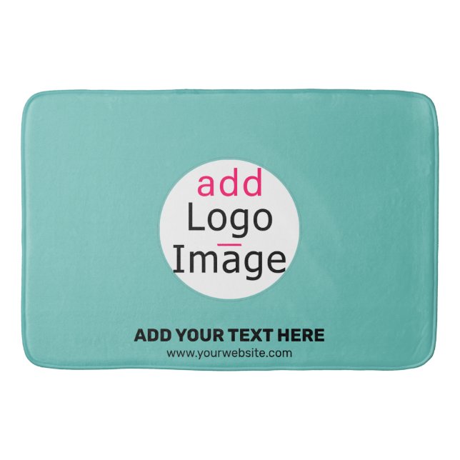 Business Chic Promo Customizable Fresh Mint Green Bath Mat (Front)