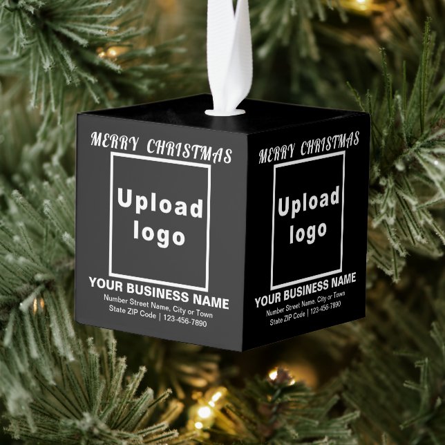 Business Christmas Black Cube Ornament (Tree)