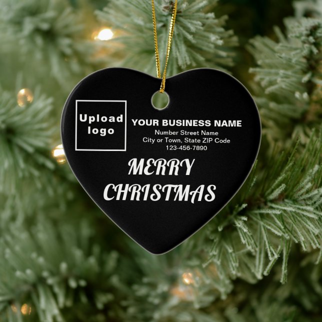 Business Christmas Black Heart Shape Ceramic Ornament (Tree)