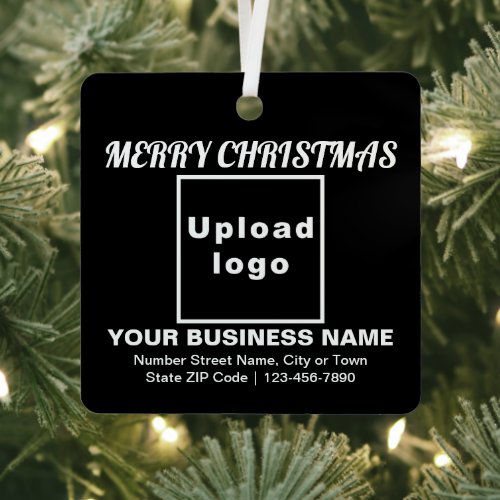 Business Christmas Black Square Metal Ornament