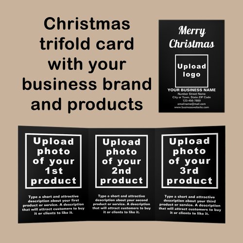 Business Christmas Black Trifold Card