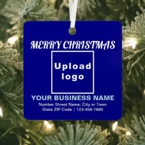 Business Christmas Blue Square Metal Ornament