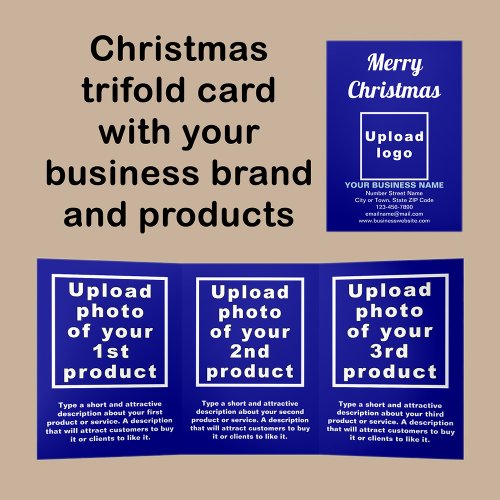 Business Christmas Blue Trifold Card