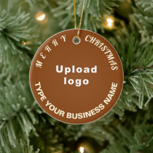 Business Christmas Brown Circle Ceramic Ornament