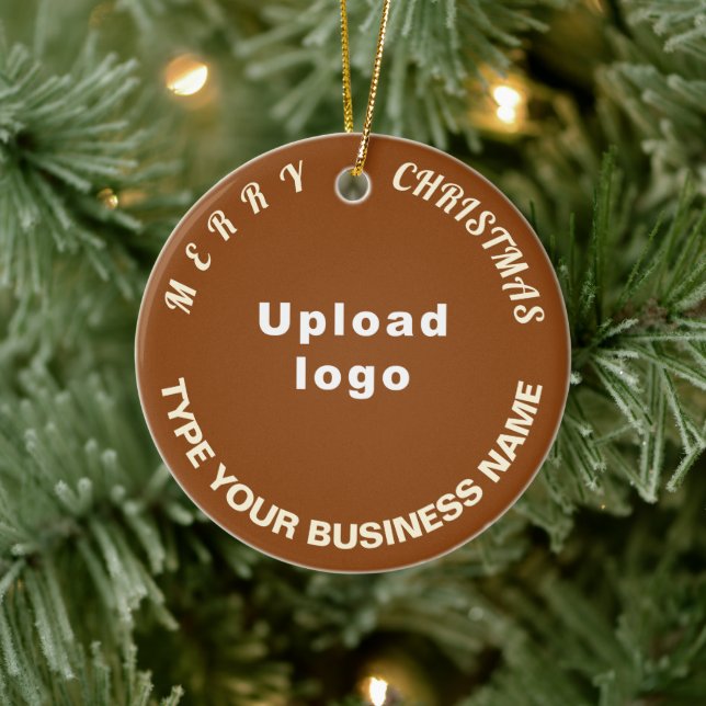 Business Christmas Brown Circle Ceramic Ornament (Tree)