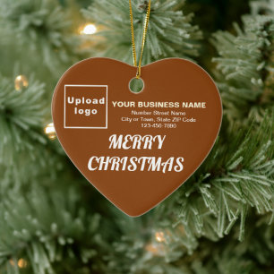 Business Christmas Brown Heart Shape Ceramic Ornament