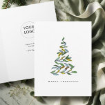Business Christmas Cards with Logo Botanical Tree<br><div class="desc">Elevate your holiday outreach with these personalized business Christmas cards, perfect for making a lasting impression on clients and colleagues. Featuring your business logo alongside a hand-painted Christmas tree crafted with golden yellow and green botanical watercolor, this design by Victoria Grigaliunas of Do Tell A Belle offers a refined, artistic...</div>