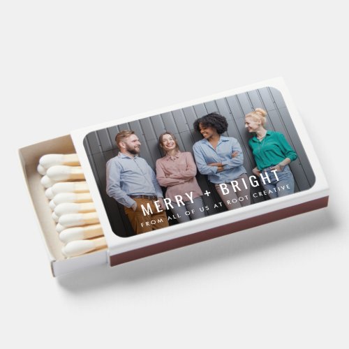 Business Christmas Favor Team Photo Merry  Bright Matchboxes