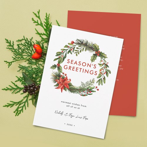 Business Christmas Festive Wreath Holiday Card