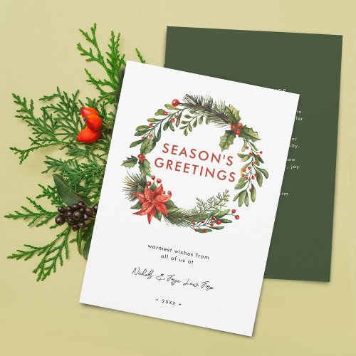 Business Christmas Festive Wreath Holiday Card