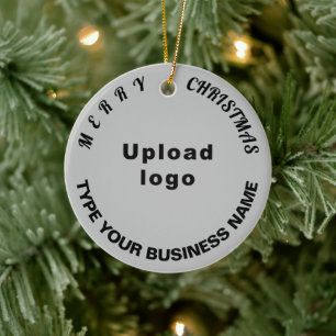 Business Christmas Gray Circle Ceramic Ornament