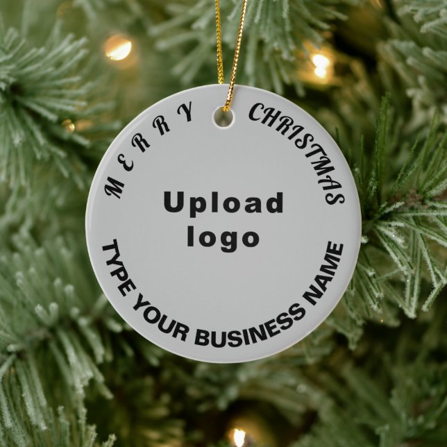 Business Christmas Gray Circle Ceramic Ornament (Tree)
