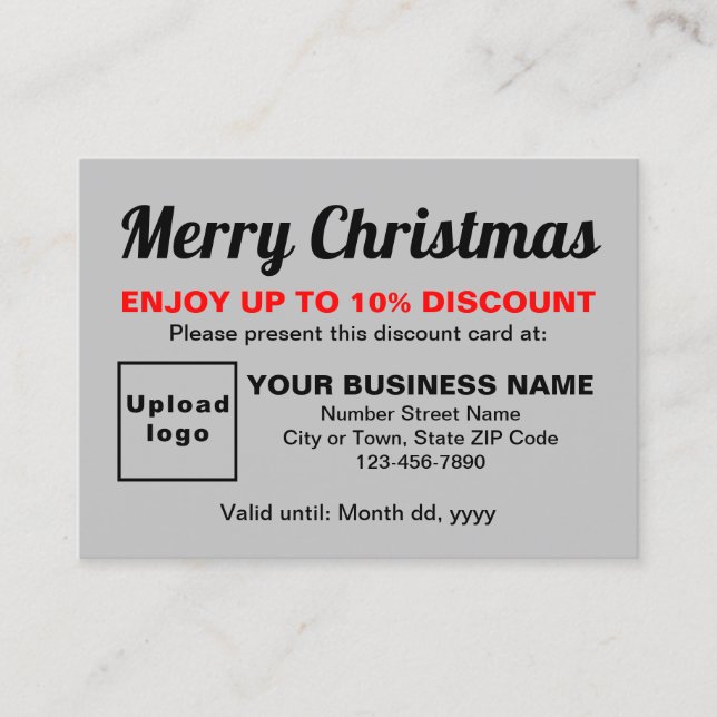Business Christmas Gray Discount Card (Front)