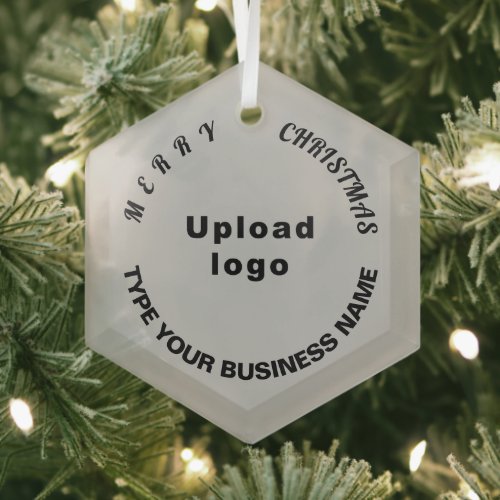 Business Christmas Gray Glass Hexagon Ornament