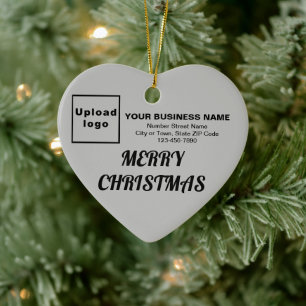 Business Christmas Gray Heart Shape Ceramic Ornament