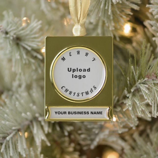 Business Christmas Gray on Gold Plated Banner Ornament (Tree)