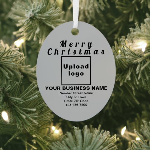 Business Christmas Gray Oval Metal Ornament