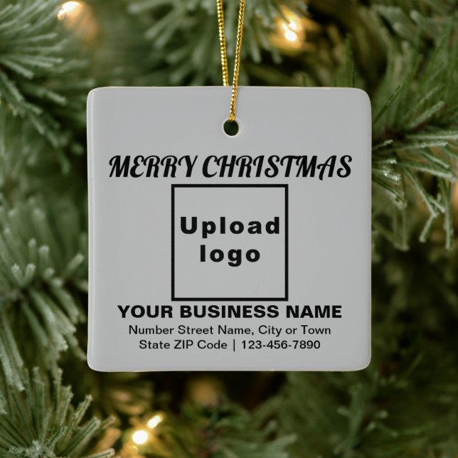 Business Christmas Gray Square Ceramic Ornament (Tree)