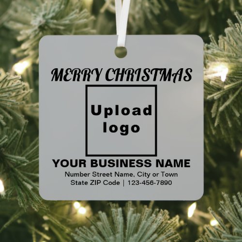 Business Christmas Gray Square Metal Ornament