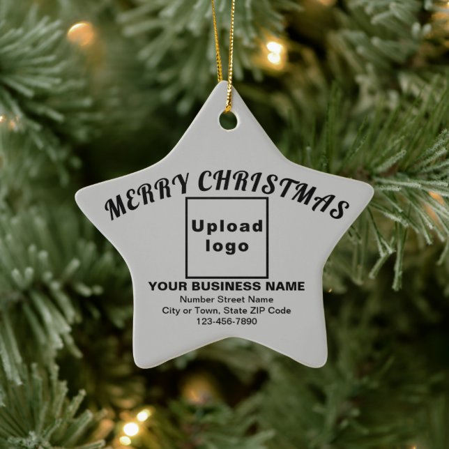 Business Christmas Gray Star Ceramic Ornament (Tree)