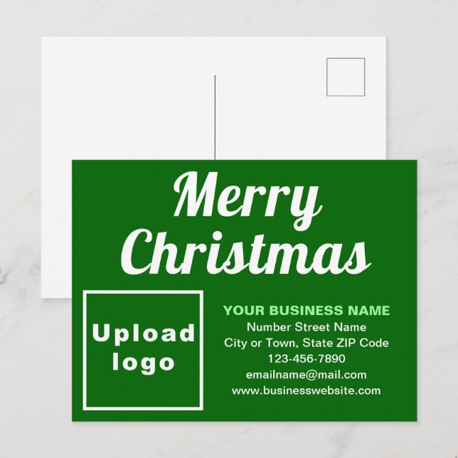 Business Christmas Green Holiday Postcard (Front/Back)