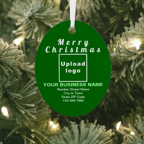 Business Christmas Green Oval Metal Ornament