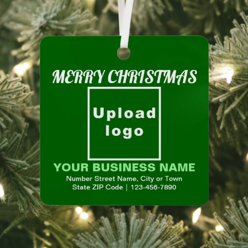 Business Christmas Green Square Metal Ornament