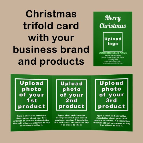 Business Christmas Green Trifold Card