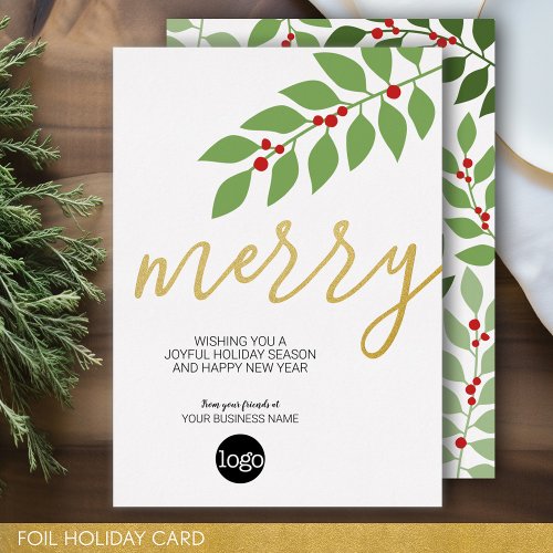 Business Christmas Greeting _ Merry _  Foil Holiday Card