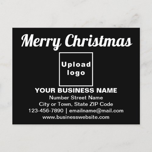 Business Christmas Greeting on Black Postcard