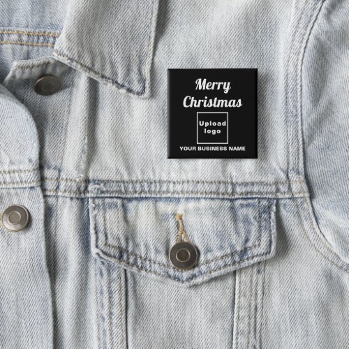 Business Christmas Greeting on Black Square Button