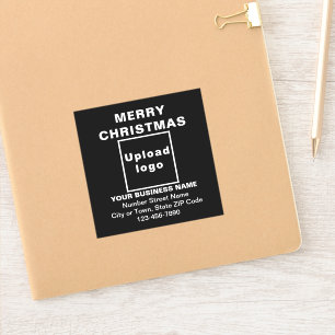 Business Christmas Greeting on Black Square Vinyl Sticker