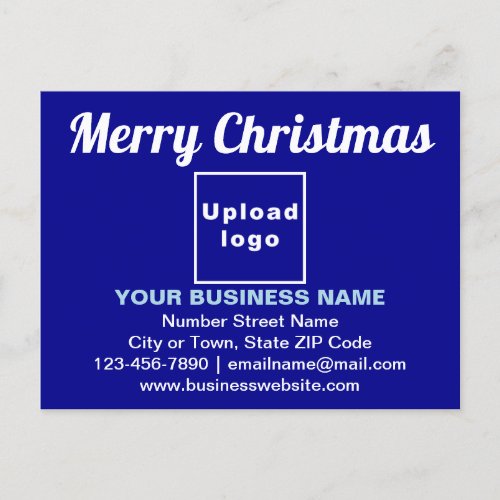Business Christmas Greeting on Blue Postcard