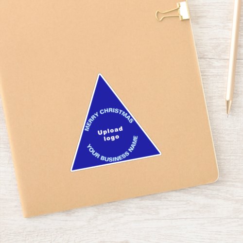 Business Christmas Greeting on Blue Triangle Vinyl Sticker