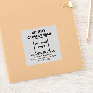 Business Christmas Greeting on Gray Square Vinyl Sticker