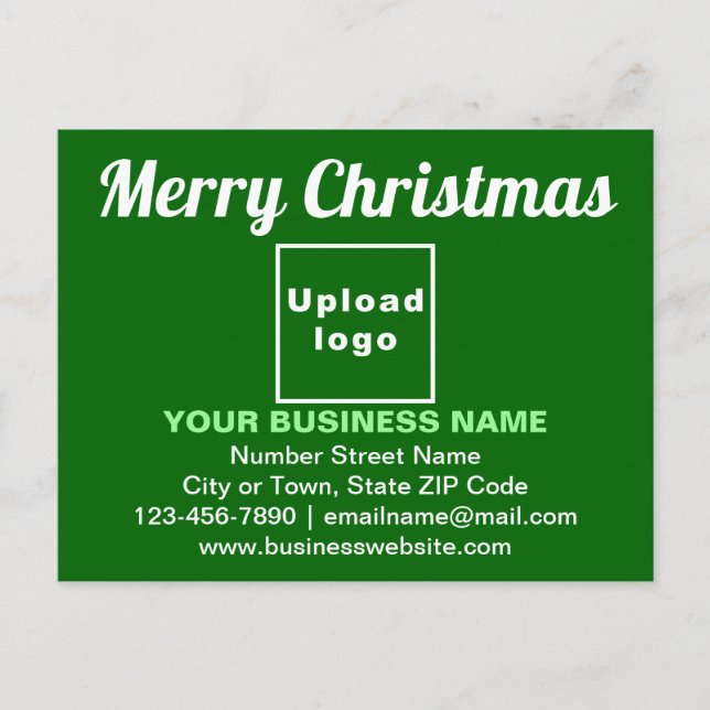 Business Christmas Greeting on Green Postcard (Front)