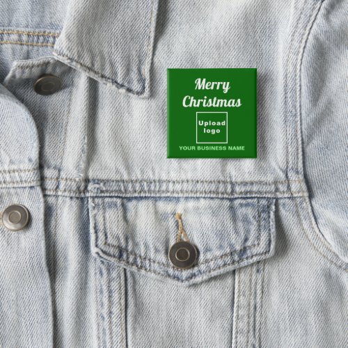 Business Christmas Greeting on Green Square Button