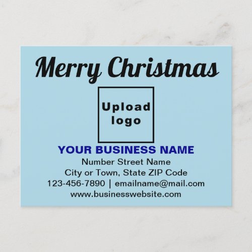 Business Christmas Greeting on Light Blue Postcard