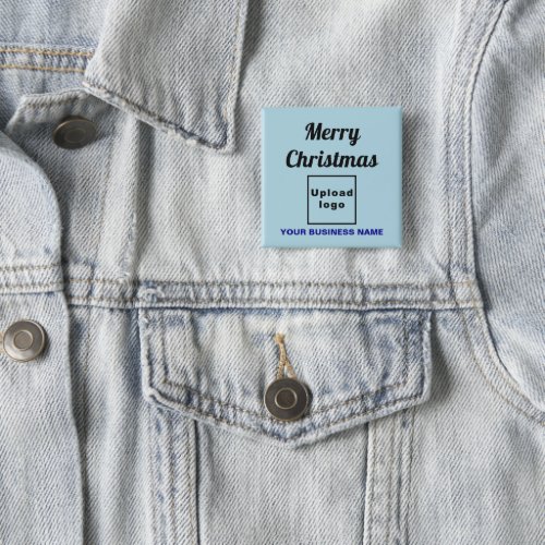 Business Christmas Greeting on Light Blue Square Button