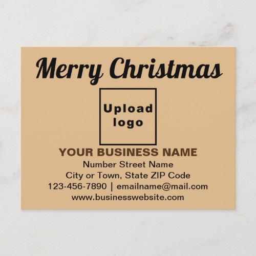Business Christmas Greeting on Light Brown Postcard
