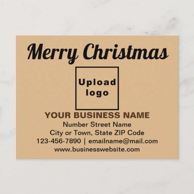 Business Christmas Greeting on Light Brown Postcard (Front)