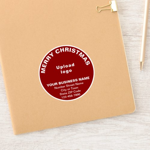 Business Christmas Greeting on Red Round Vinyl Sticker