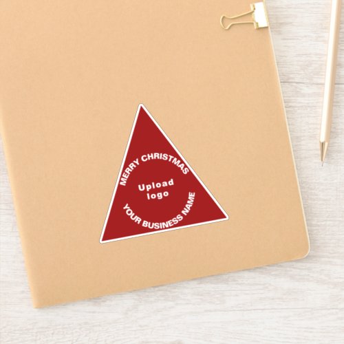 Business Christmas Greeting on Red Triangle Vinyl Sticker