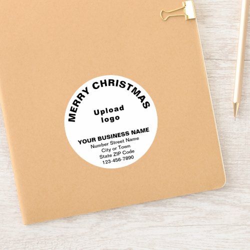 Business Christmas Greeting on White Round Vinyl Sticker