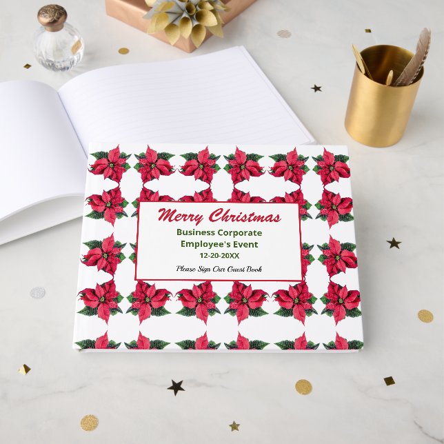 Business Christmas Happy Holidays Custom           Guest Book (Front Open)