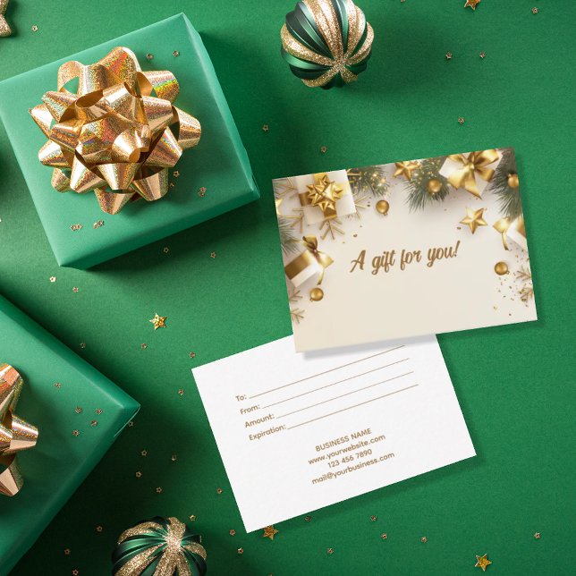 Business Christmas Holiday Gift Certificate Note Card (Creator Uploaded)