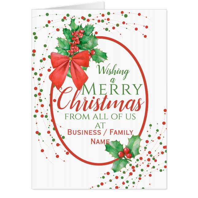 Business Christmas Holly Oversized Card (Front)