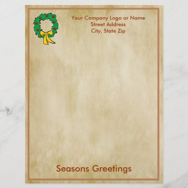 Business Christmas Letter Paper - Wreath Design (Front)