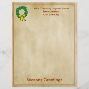 Business Christmas Letter Paper - Wreath Design