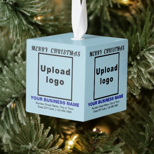 Business Christmas Light Blue Cube Ornament